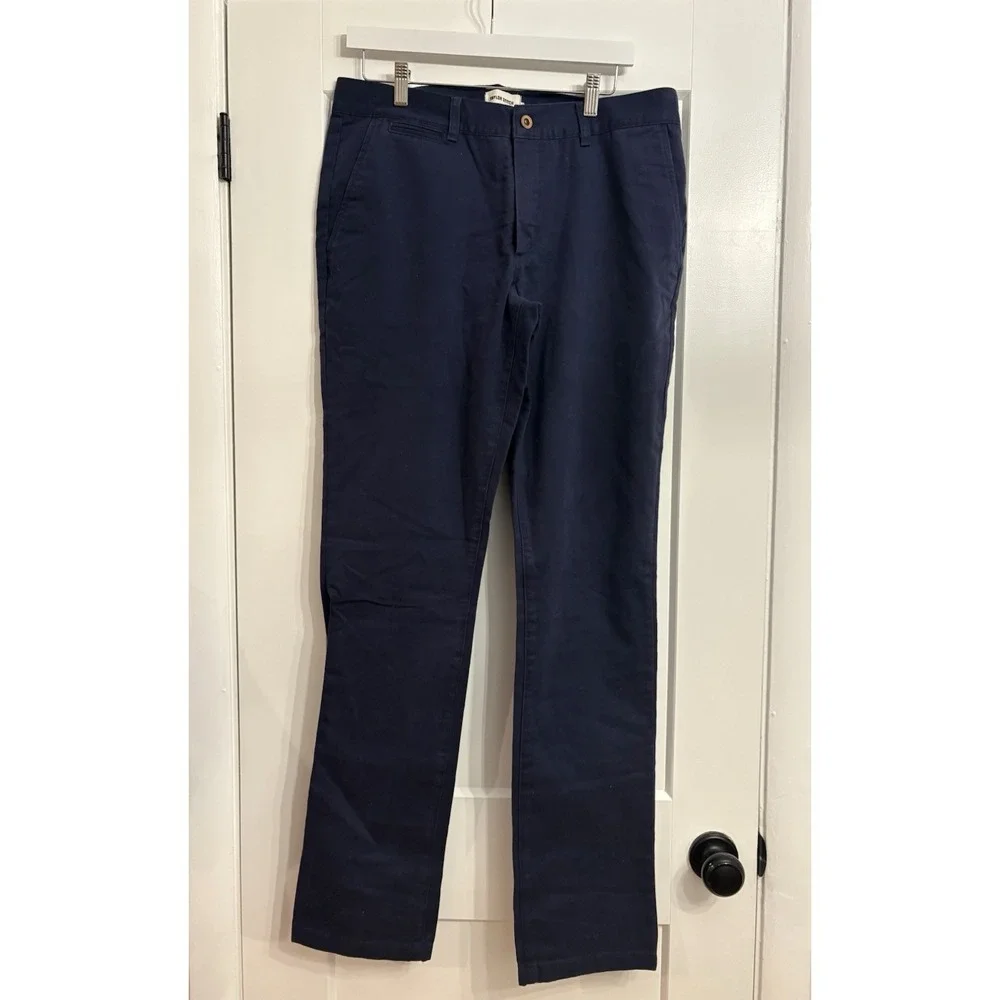 Taylor Stitch Men's 36x34 Slim Fit Navy Organic Cotton Flat Front Chino Pants‎